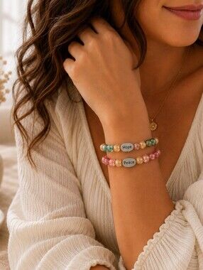 Hope & Peace Bracelet Set | Handmade Beaded Stretch Bracelets